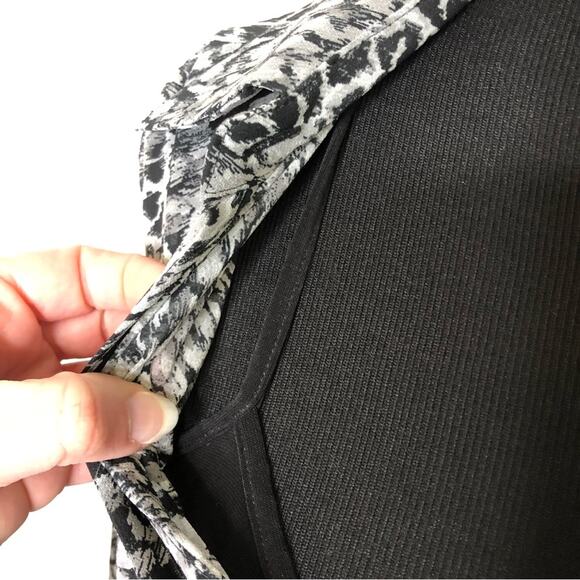 WHBM gray and black leopard animal print sheer button front midi dress size 8 - Picture 13 of 15